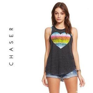 Chaser rainbow heart tank top!